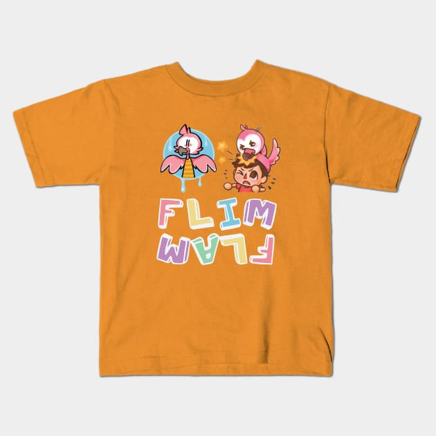 Flim Flam Flamingo Funny Kids T-Shirt by kartika